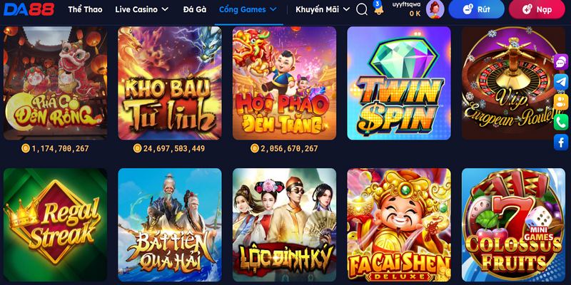 Slot game đổi thưởng tại DA88